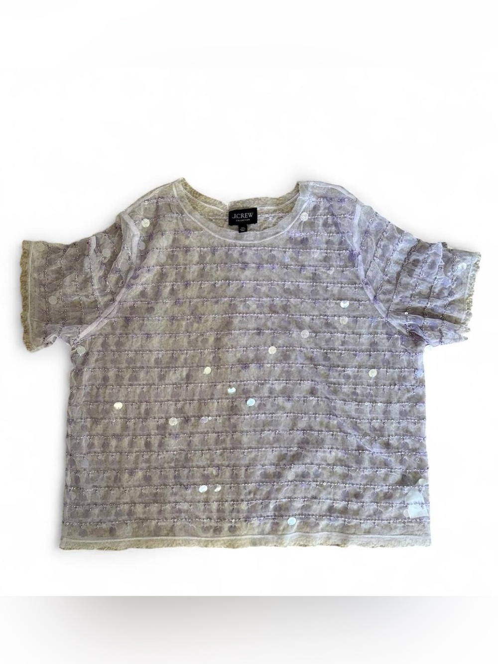 J. Crew Lavender Sequin Short Sleeve Top